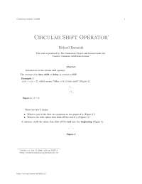 Circular Shift Operator: Delaying and Circularly Shifting Signals
