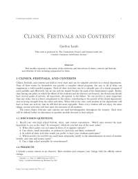 Clinics, Festivals and Contests in Choral Music: Attributes and Detractions