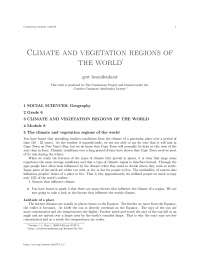 Climate and vegetation regions of the world
