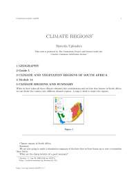 Climate regions, college study notes - Climate and vegetation regions of south africa