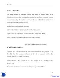 Introduction to Multivariate Econometric Modeling - Econometric Modeling - Lecture Notes