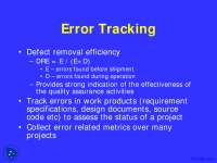 Error Tracking - Project Management - Lecture Slides - Docsity