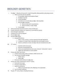 Lecture Notes on Genetics - Basic Ideas of Biology | BIO 103 - Docsity