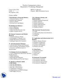 E Business - Management Sciences - Course Outline