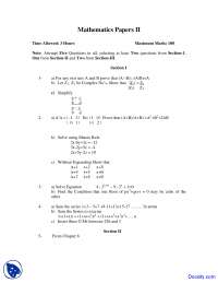 Mathematics Papers II: Exam Questions and Solutions