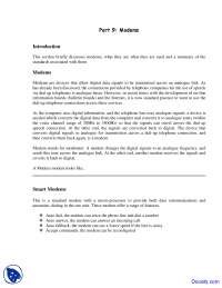 Modems, Types of Modems - Telecommunications - Lecture Notes - Docsity