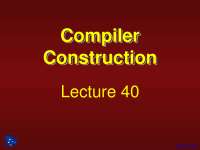 Boolean Expressions, Backpatching - Compiler Construction - Lecture Slides