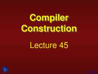 Basic Code Generation, DAG Representations - Compiler Construction - Lecture Slides