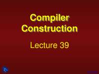 Flow of Control Statements - Compiler Construction - Lecture Slides