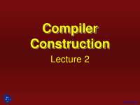 Two pass Compiler, Parser - Compiler Construction - Lecture Slides