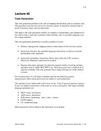 Simple Code Generation - Compiler Construction - Lecture Notes