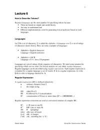 Languages, Regular Expression - Compiler Construction - Lecture Notes