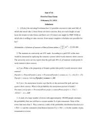 Solutions for Exam 1 - Statistics for Electrical Engineers - Fall 2011 ...