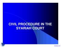 Civil Procedure of the Shariah Court - Docsity