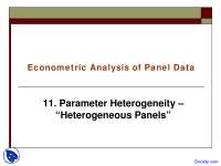 Heterogeneous Panels - Econometric Analysis of Panel Data - Lecture Slides