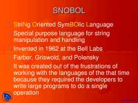 String Oriented Symbolic Language - Programming Languages - Lecture Slides