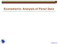 Introduction to Econometrics - Econometric Analysis of Panel Data - Lecture Slides