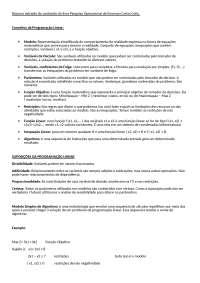 Definições da Programação Linear e Explicação Simplex