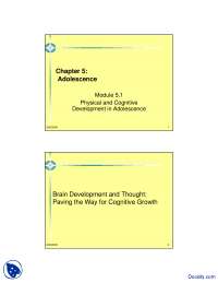 Adolescence - Developmental Psychology - Lecture Slides
