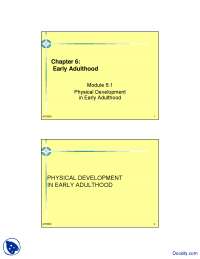 Physical Development in Early Adulthood - Developmental Psychology - Lecture Slides
