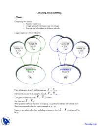 Comparing Two Means - Introduction to Statistics - Lecture notes