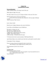 Introduction to Geology - Dynamic Earth - Lecture Notes - Docsity