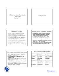 African American Movement 1900-2000 - Social Movements - Lecture Slides