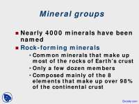 Minerals Groups - Dynamic Earth - Lecture Slides - Docsity
