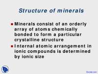 Structure of Minerals - Dynamic Earth - Lecture Slides - Docsity