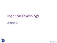 Visual Consciousness - Cognitive Psychology - Lecture Slides - Docsity