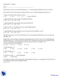 Normal Curve, Standardization - Cognitive Psychology - Quiz - Docsity