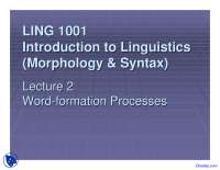 Word Formation Processes - Introduction to Linguistics - Lecture Slides