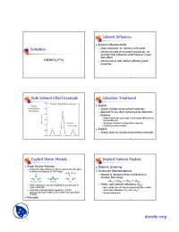 Solvation - Chemical Modeling - Lecture Slides - Docsity