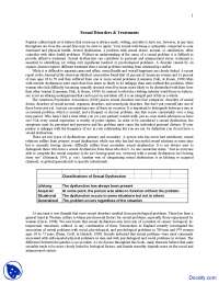 Sexual Disorders and Treatments - Psychosexual Adjustment - Lecture Notes