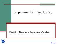 Reaction Time - Experimental Psychology - Lecture Slides