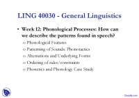 Phonological Processes - Introduction to Linguistics - Lecture Slides
