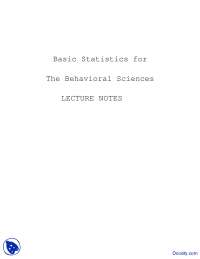 Estimation, Population Parameters - Basic Statistics for Behavioral Sciences - Lecture Notes