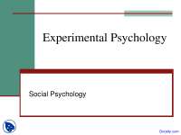 Social Psychology - Experimental Psychology - Lecture Slides