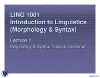 Morphollogy and Syntax - Introduction to Linguistics - Lecture Slides