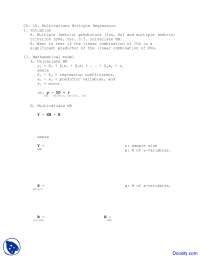 Multivariate Multiple Regression - Basic Statistics for Behavioral Sciences - Lecture Notes