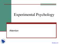 Attention - Experimental Psychology - Lecture Slides