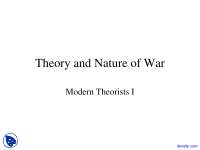 Modern Theorists - Theory and Nature of War - Lecture Slides