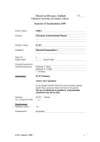 Single Index Model - Financial Econometrics - Exam