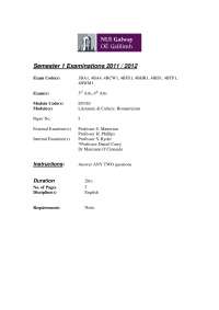 Exam Information for English Literature & Culture: Romanticism (2011-2012)