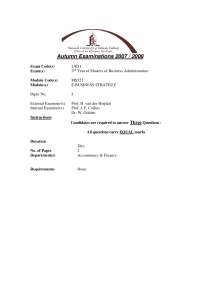 Business to Business - Electronic Business Strategy - Exam