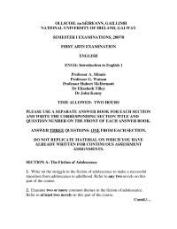 Exam Document: First Arts English Examination, 2007/8 - Introduction to English 1