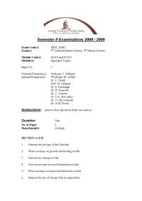 Semester II Examinations 2008/2009: Zoology and Marine Science