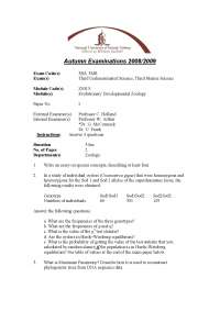 Autumn Examinations 2008/2009: Evolutionary Developmental Zoology Exam