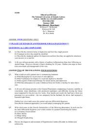 Final Medical Examination in Psychiatry: Summer 2008