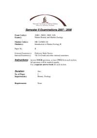 Seaweeds - Marine Plane Science and Benthic and Pelagic Z - Exam